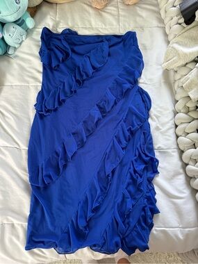 Amazon Royal Blue Ruffle Mini Dress